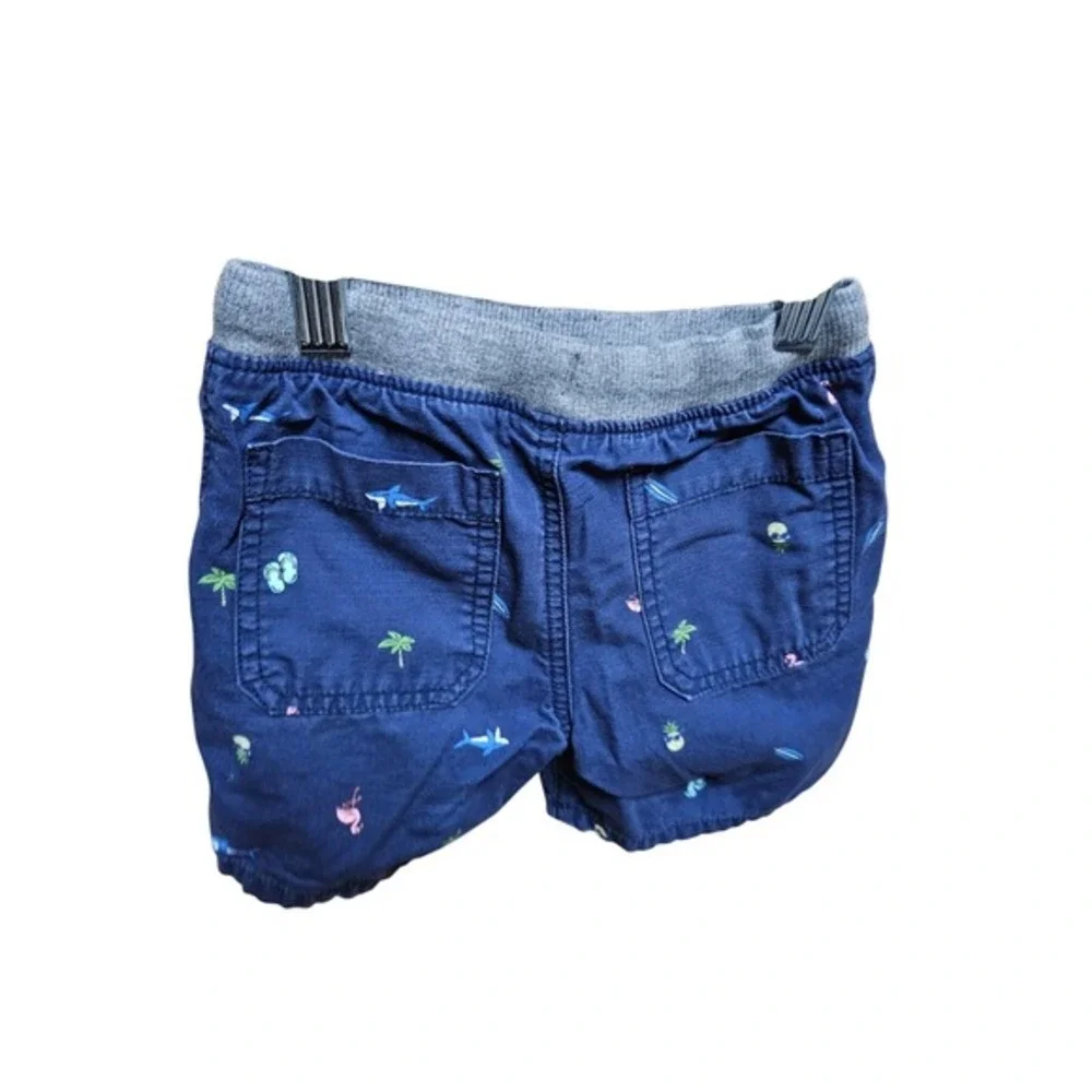 Carters Boys Shorts 24 Months Blue‎ Tropical Print Drawstring Elastic Waist